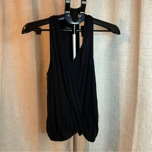 PattyBoutik Black Draped Sleeveless Tank Top